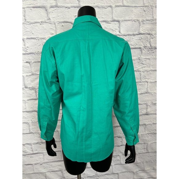 Gitano Green Cotton Linen Button Up Pockets Women's Shirt Size Small Vintage 80s - Picture 4 of 7